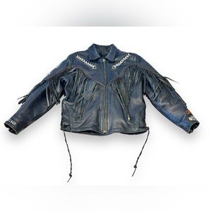 Vintage Fringe and Beaded Moto Jacket